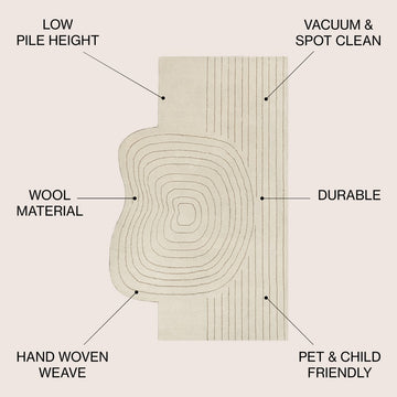 Retro Bohemian Abstract Striped Handwoven Wool Area Rug